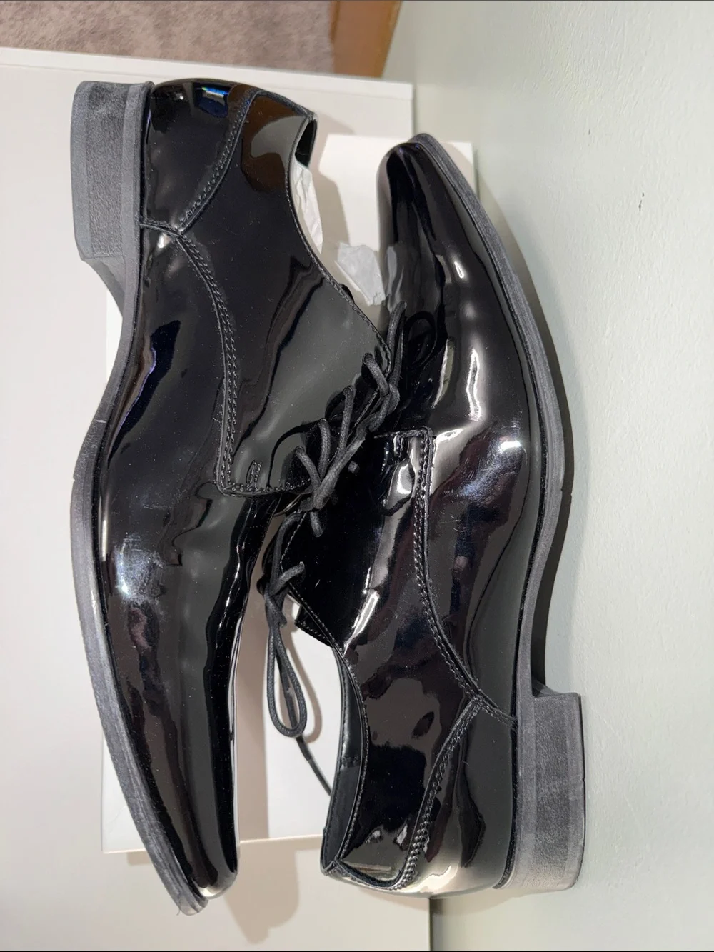 Calvin Klein Black Patent Lace-Up Dress Oxfords - Never Worn - NWOT